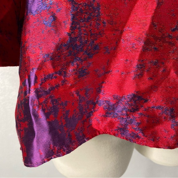 Tuckernuck Size XS Red Purple Raspberry Jacquard Blouse - Picture 5 of 10